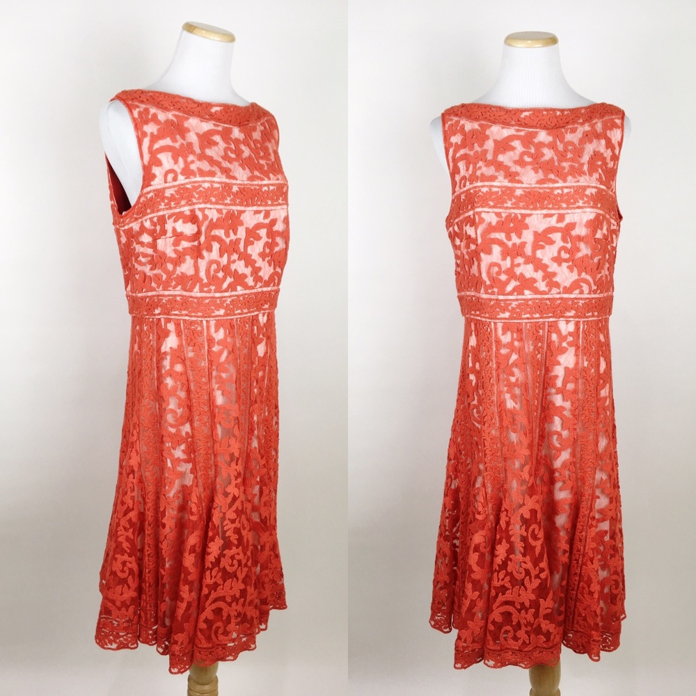 TADASHI SHOJI Floral Lace Fit and Flare Dress